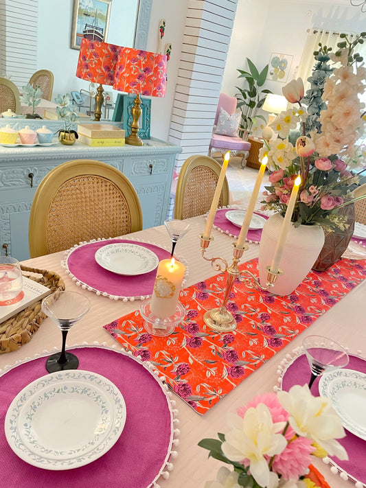 Apricot Plain Purple Table Linen Set