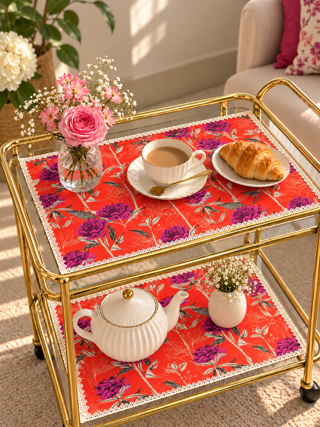 Apricot Tea Trolley Mat
