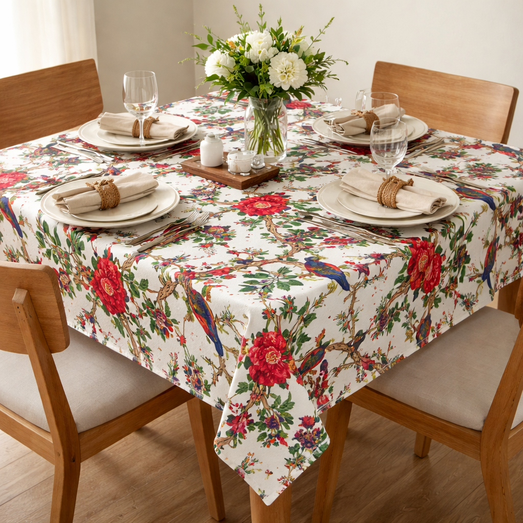 Birdie White Tablecloth