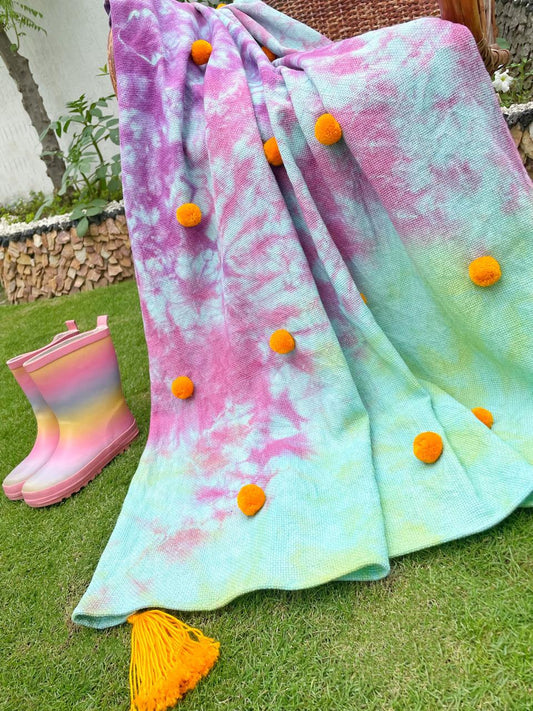 Blue & Purple Tie-Dyed Throw Blanket
