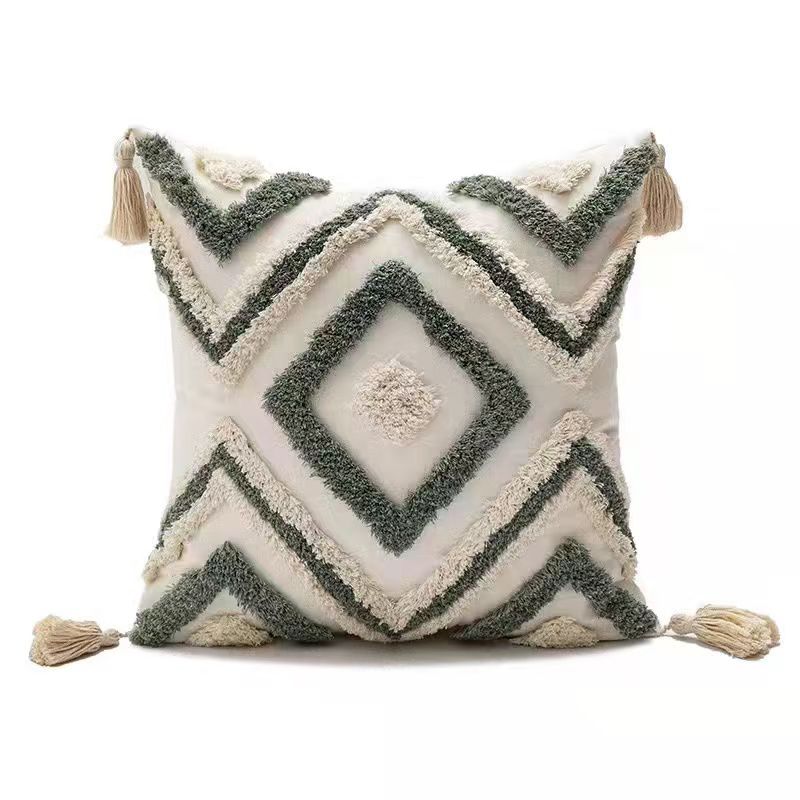Boho Tufted Cushion (Green)