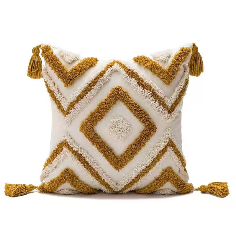 Boho Tufted Cushion (Mustard)
