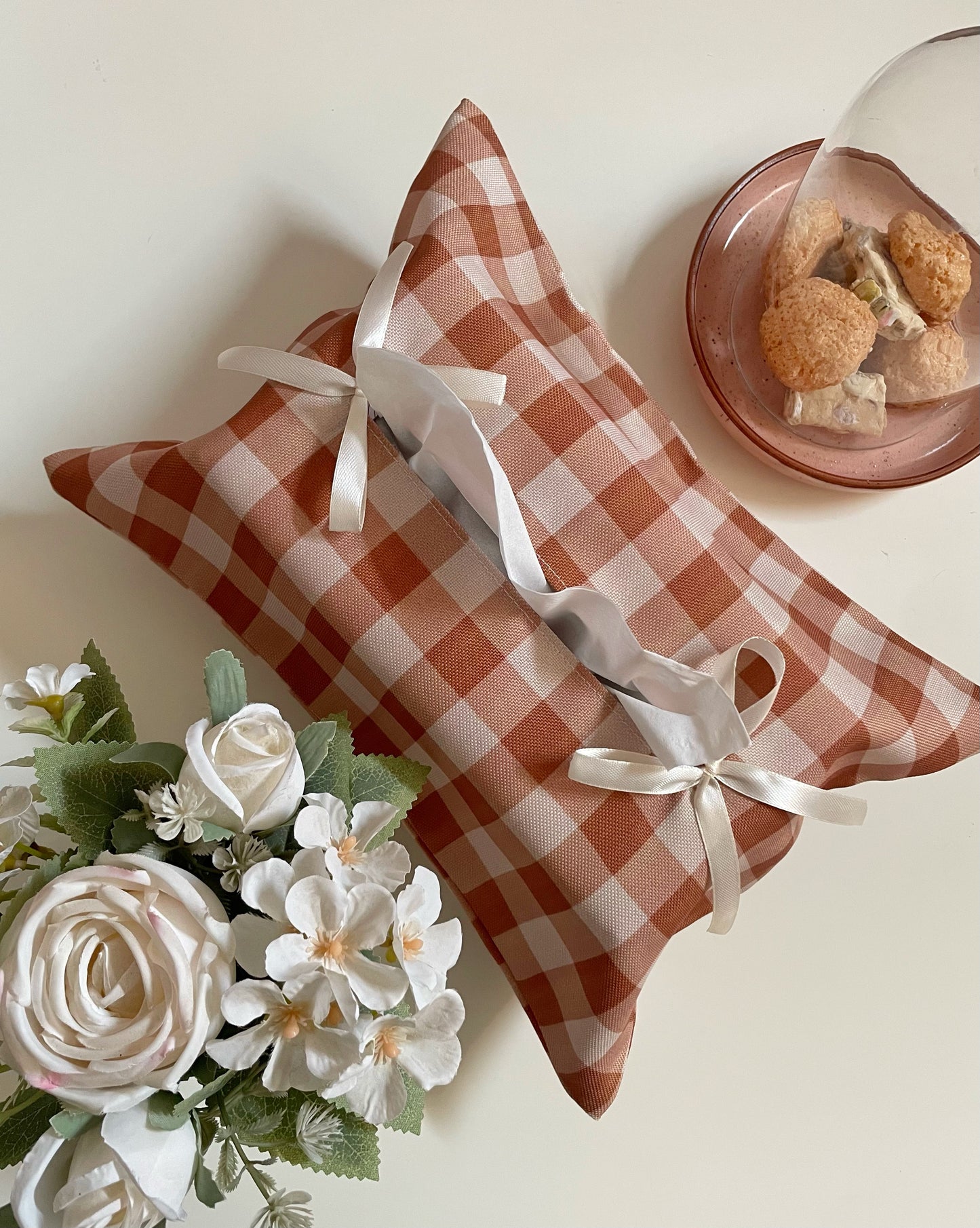 Brown Gingham Tissue Box Cover