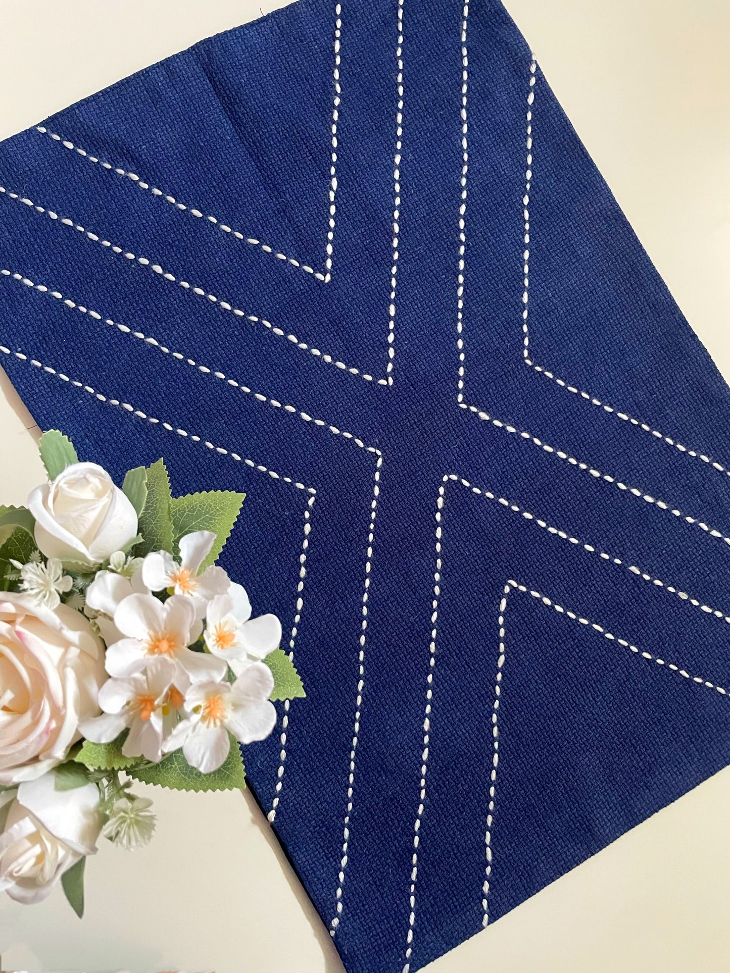 Dark Blue Embroidered Table Mat