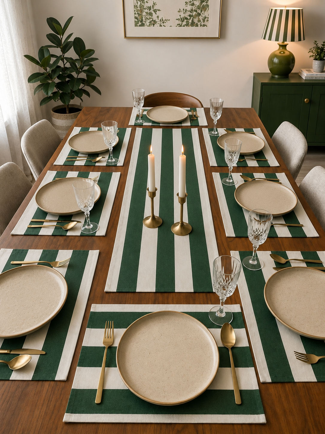 Dark Green Blend Table Linen Set
