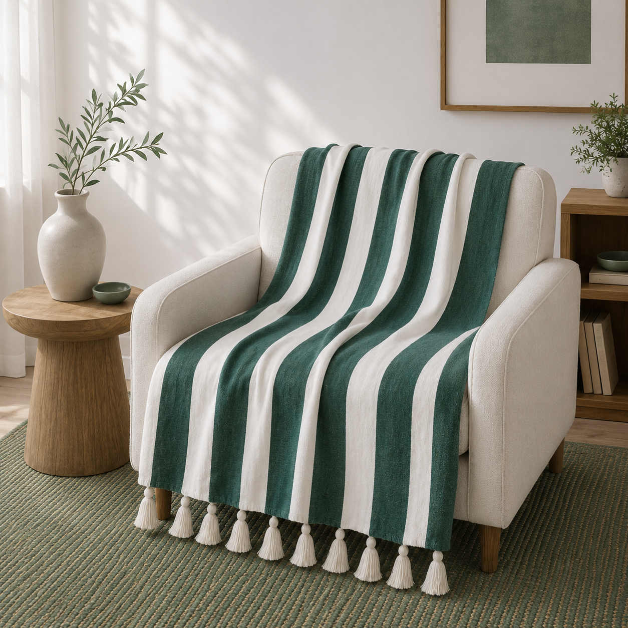 Dark Green Blend Throw Blanket