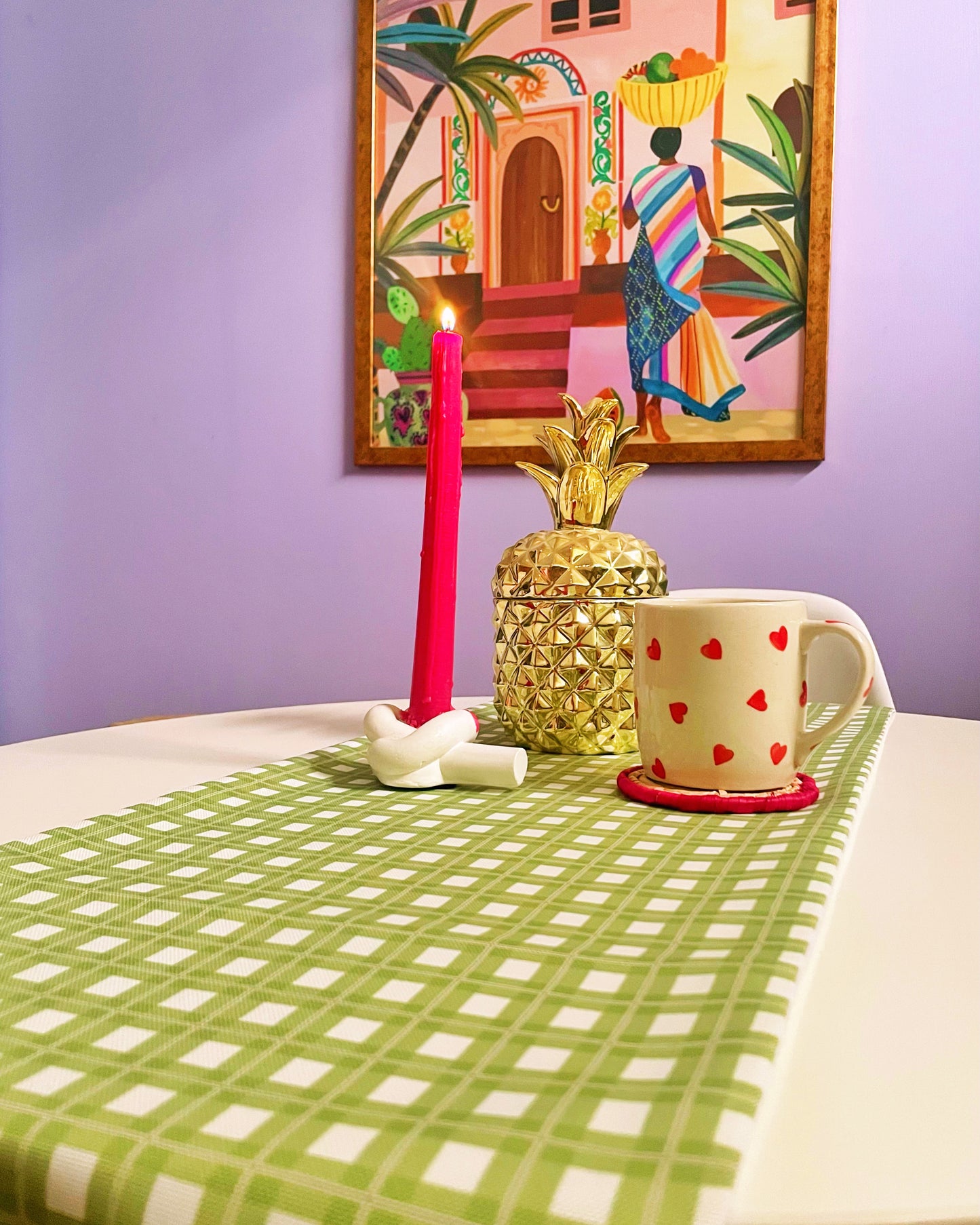 Green Chequered Table Runner