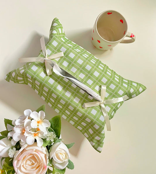 Green Chequered Tissue Box Cover