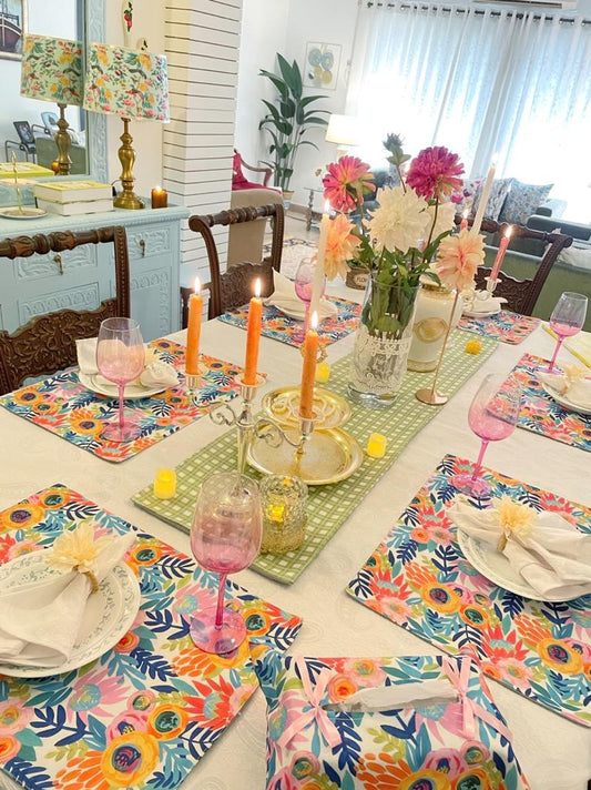 Green Chequered Sprinkles Table Linen Set