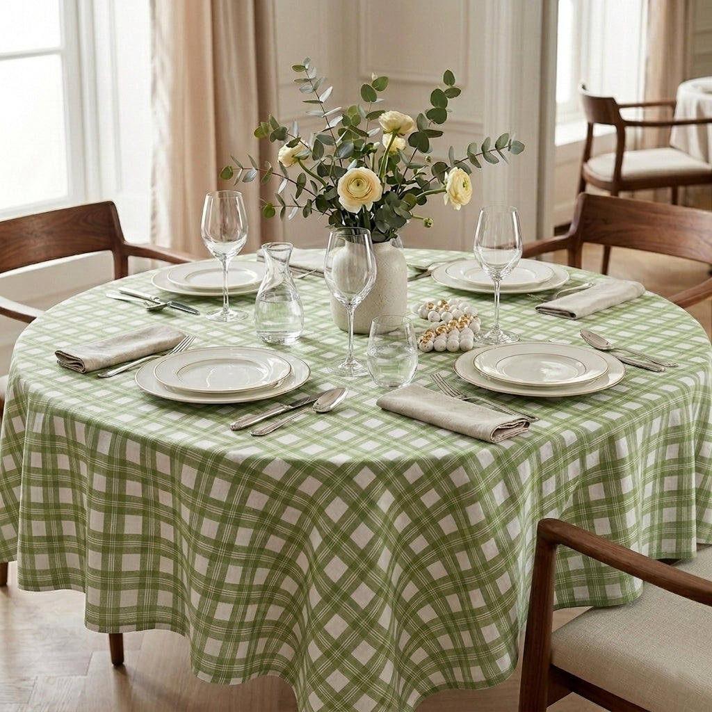 Green Chequered Tablecloth
