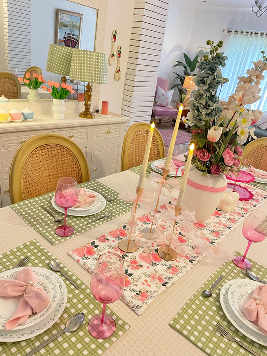 Hana - Green Chequered Table Linen Set