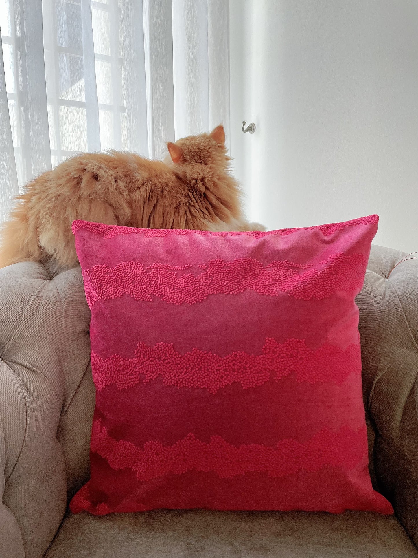 Hot Pink Textured Cushion