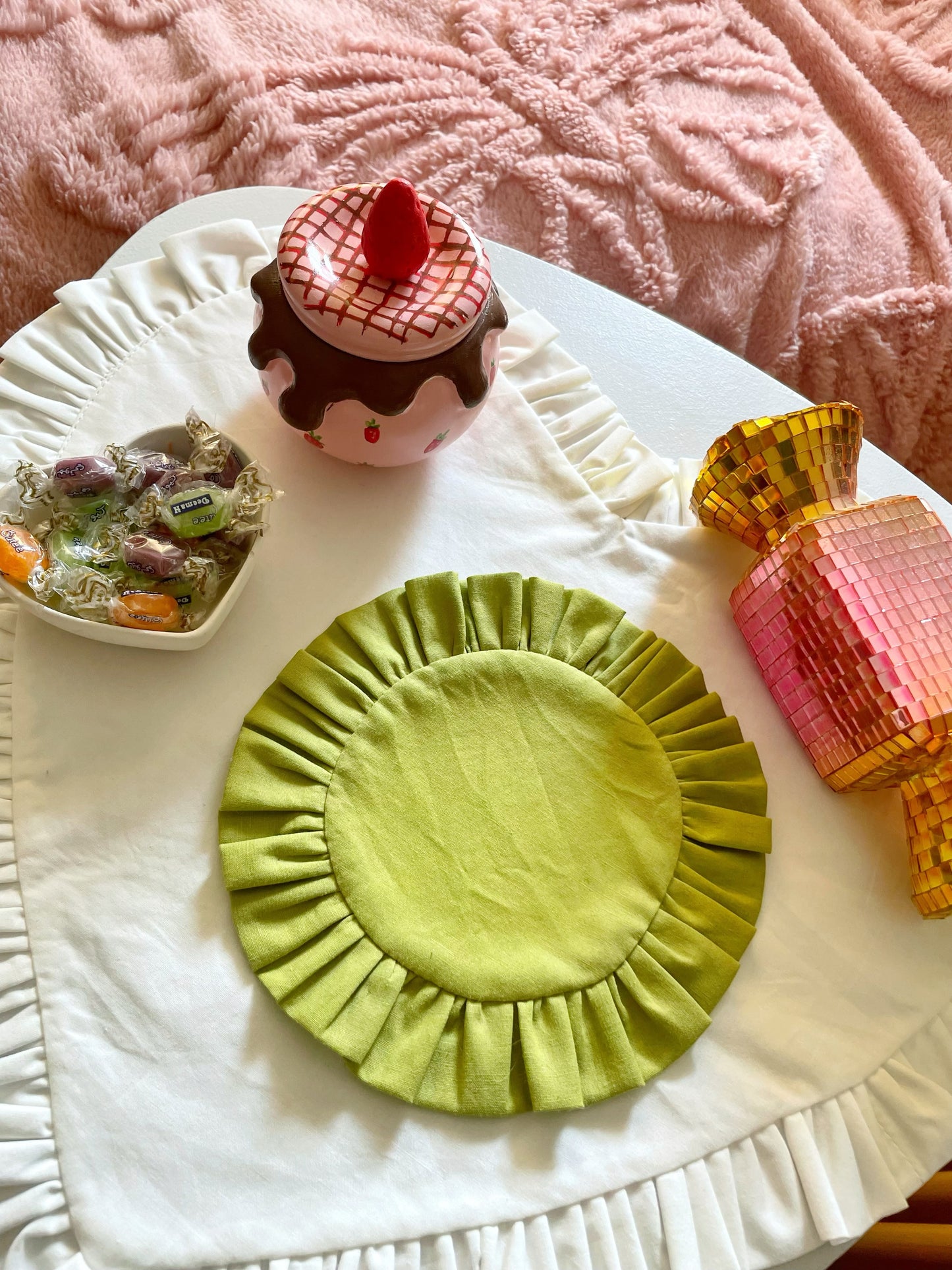 Light Green Ruffle Coaster