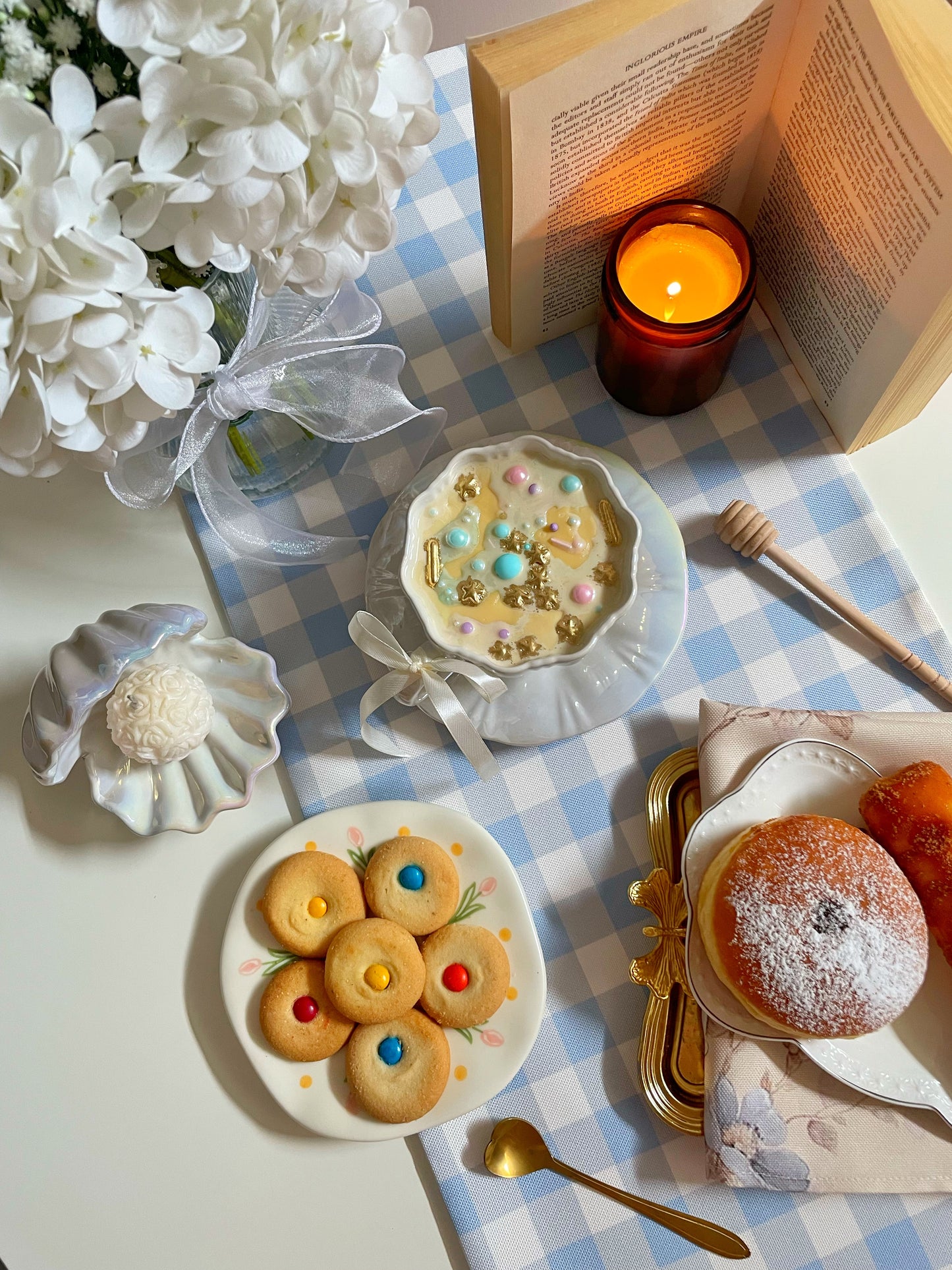 Light Blue Gingham Table Runner
