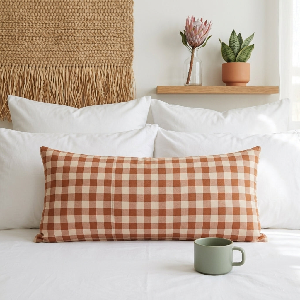 Lumbar Cushion - Brown Gingham