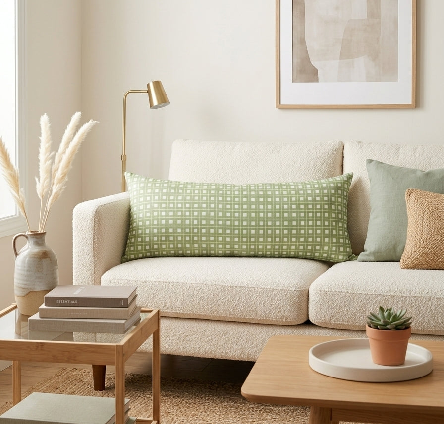 Lumbar Cushion - Green Chequered