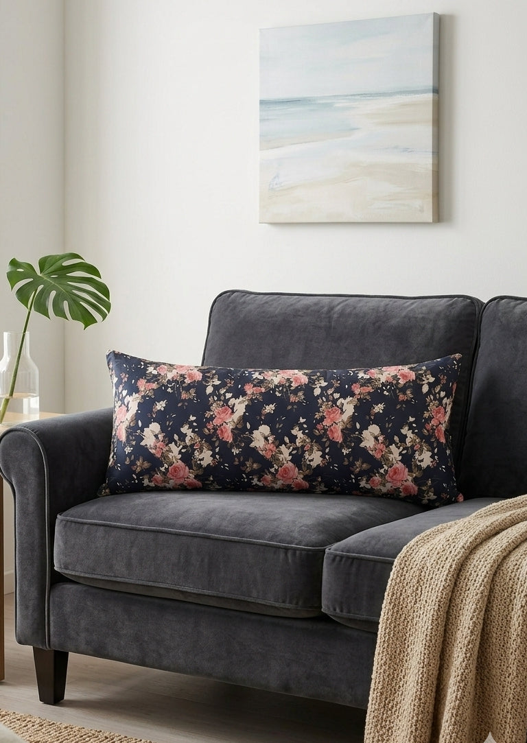 Lumbar Cushion - Midnight Roses