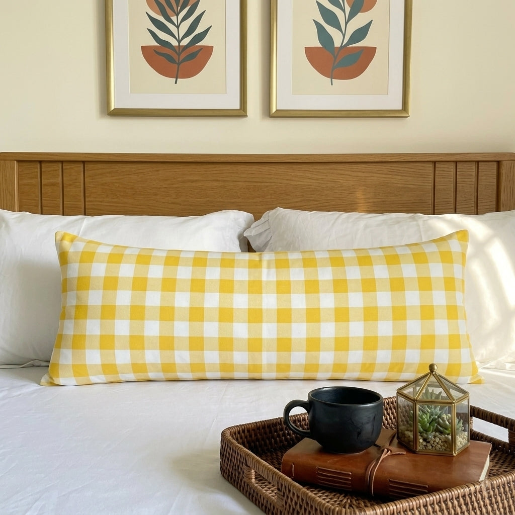 Lumbar Cushion - Yellow Gingham