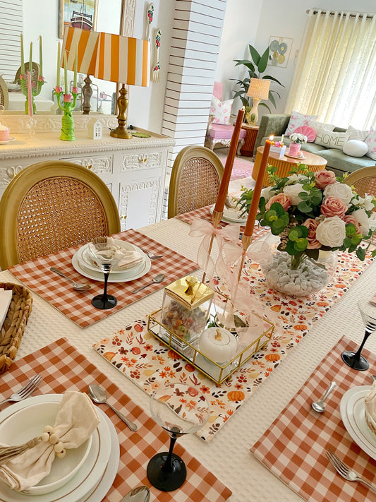Mapleglow - Brown Gingham Table Linen Set
