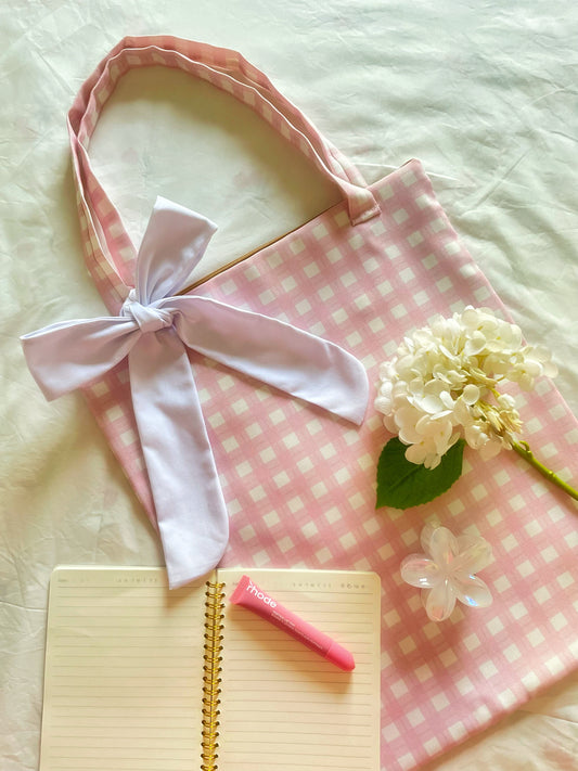 Pink Gingham Tote Bag
