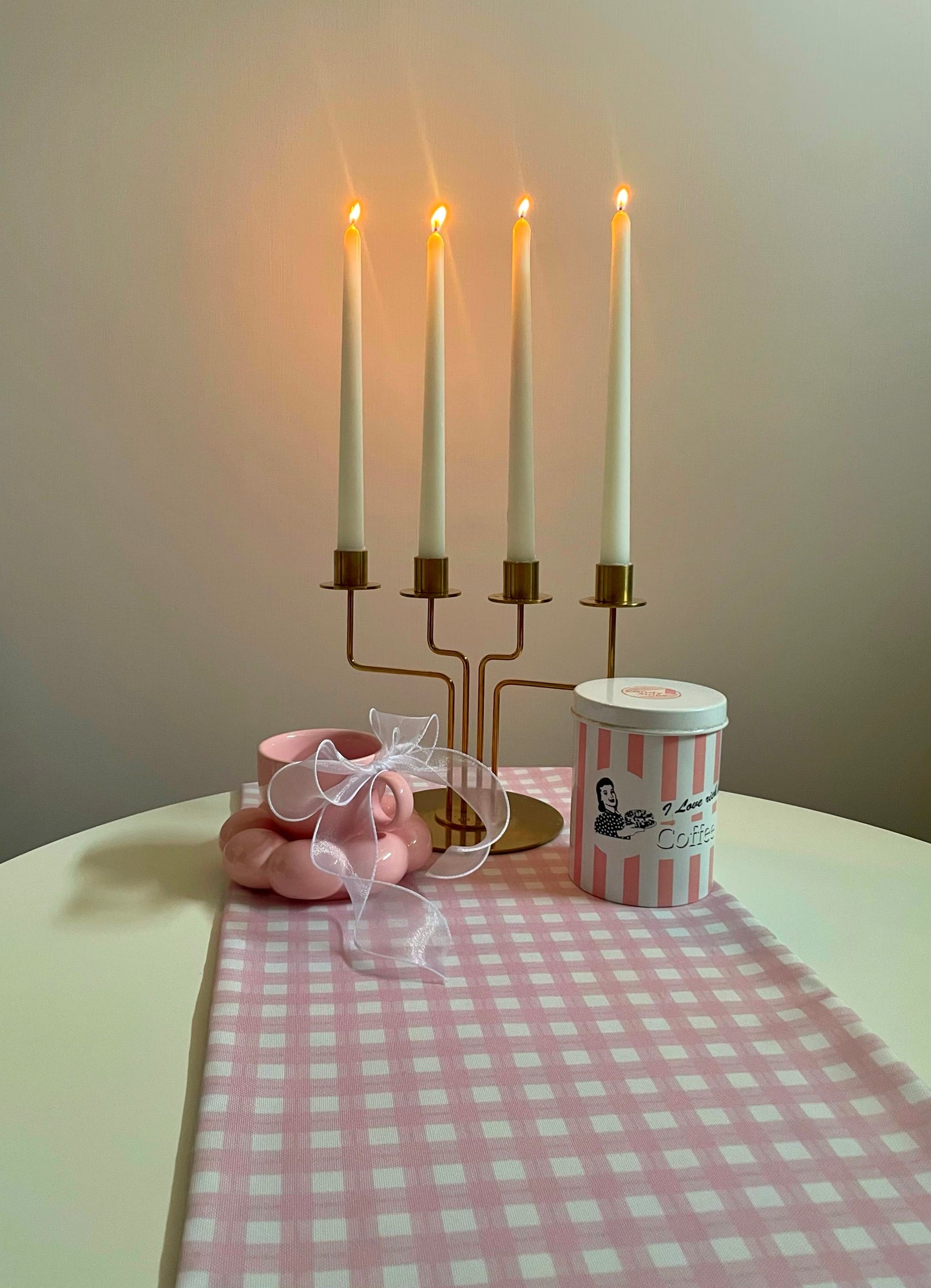 Pink Gingham Table Runner
