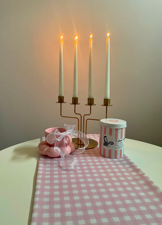 Pink Gingham Table Runner