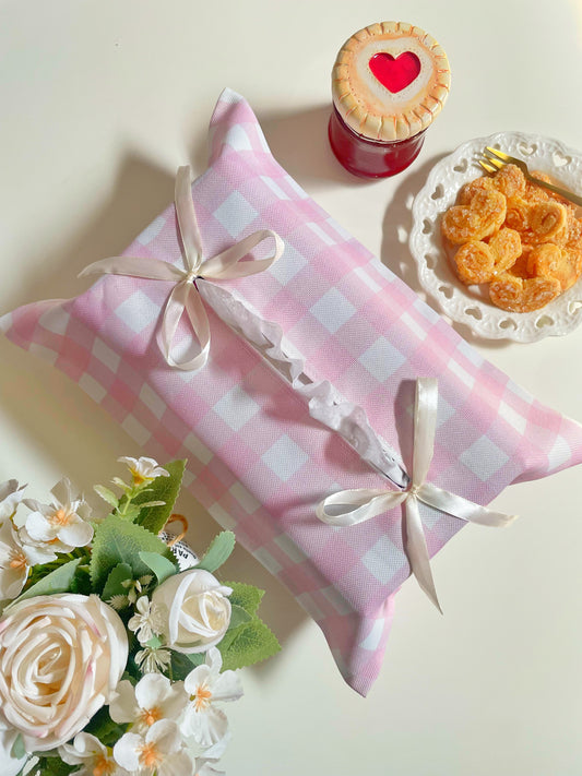 Pink Gingham Tissue Box Cover