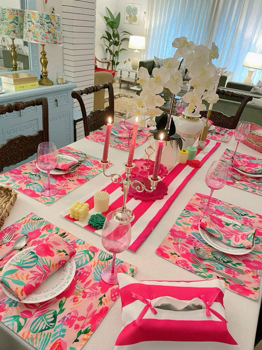 Pink Blend Tropical Table Linen Set