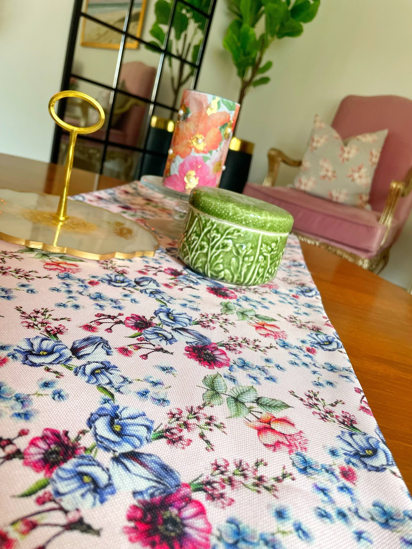 Pink Carnation Table Runner