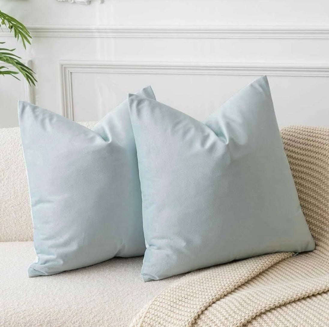 Plain Velvet Cushion (Light Blue)