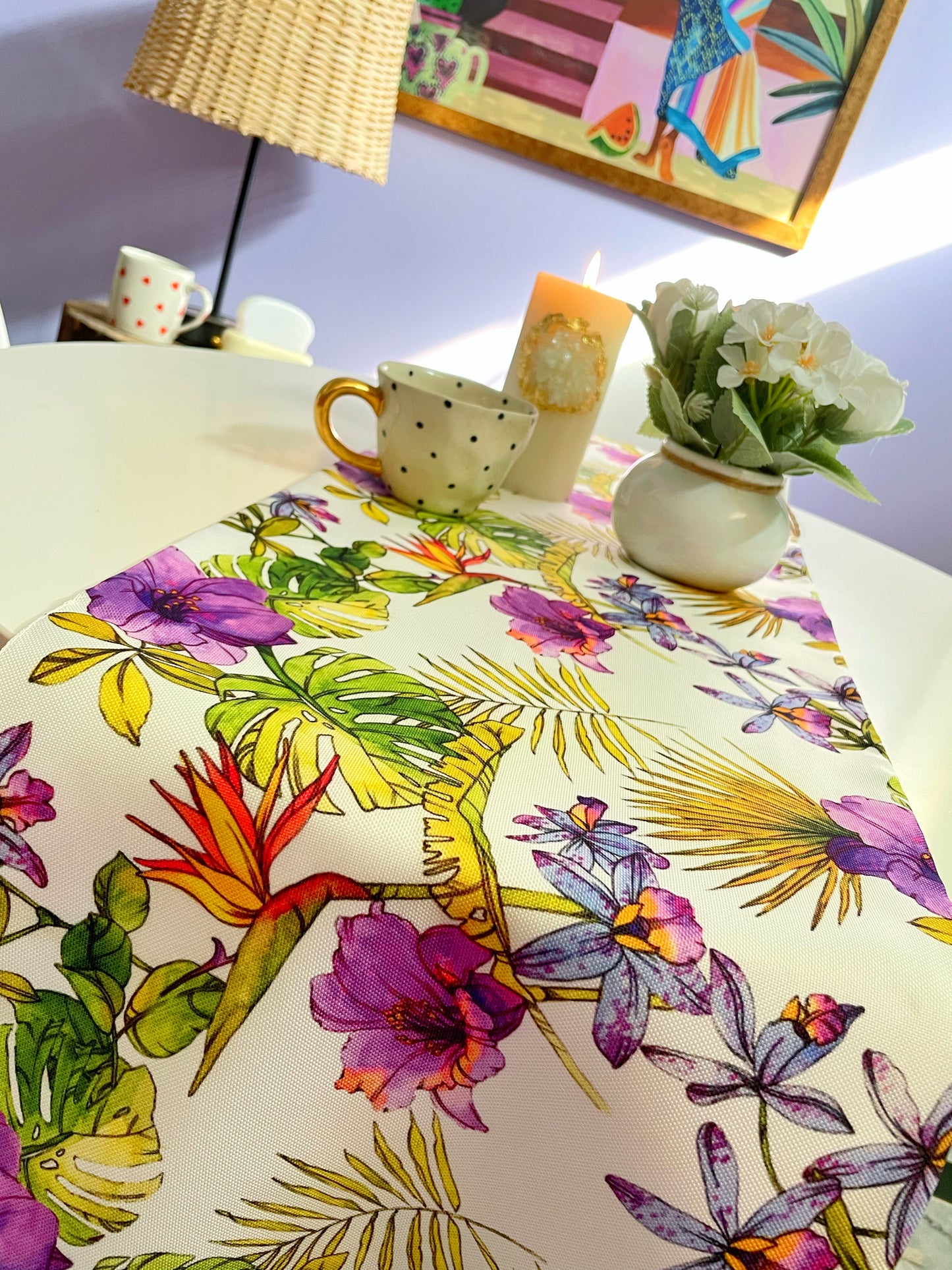 Purple Orchid Table Runner