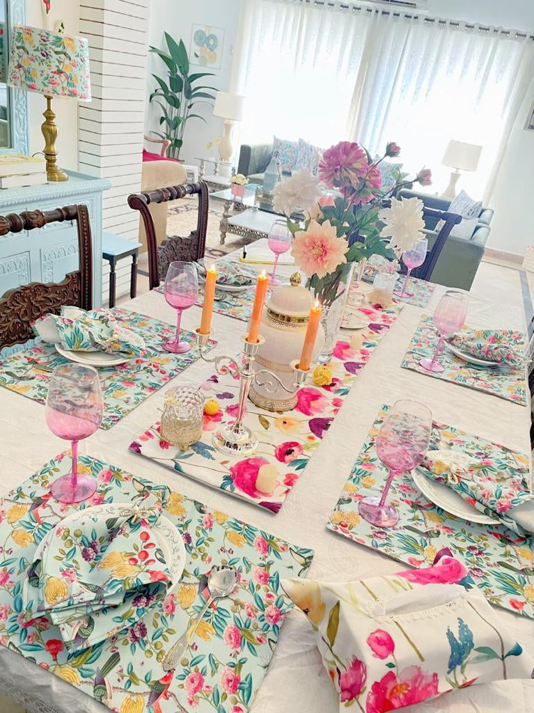 Shimmer Glimmer Blue Meadow Table Linen Set