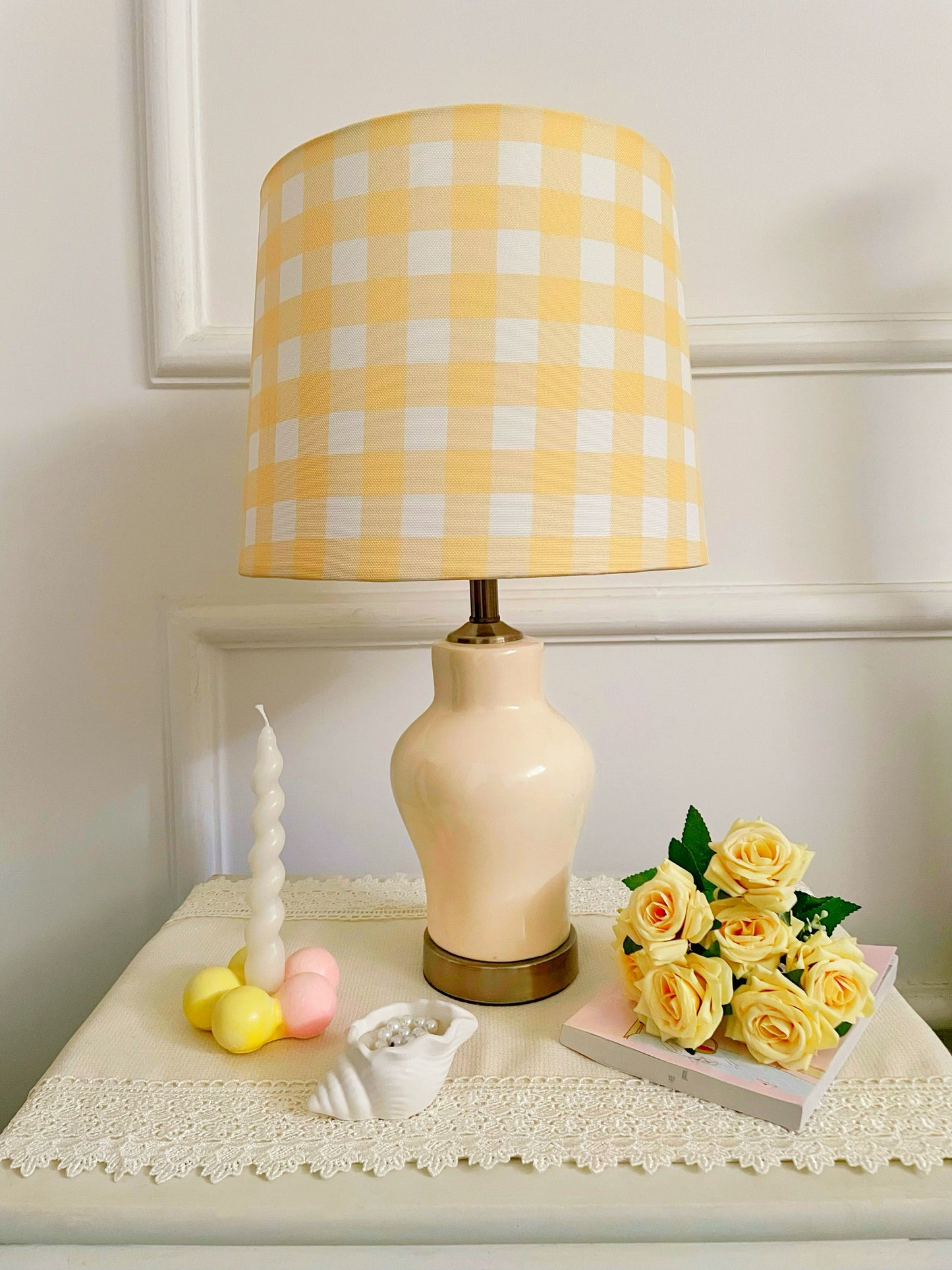 Yellow Gingham lamp shade