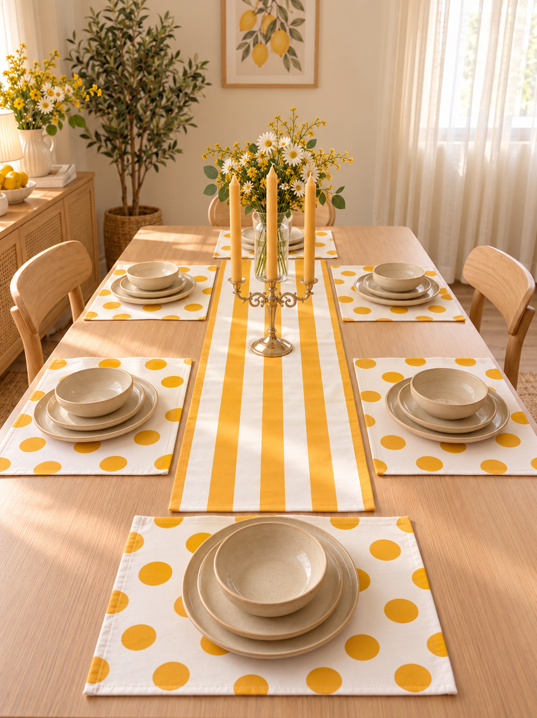 Yellow Blend - Yellow Polka Table Linen Set