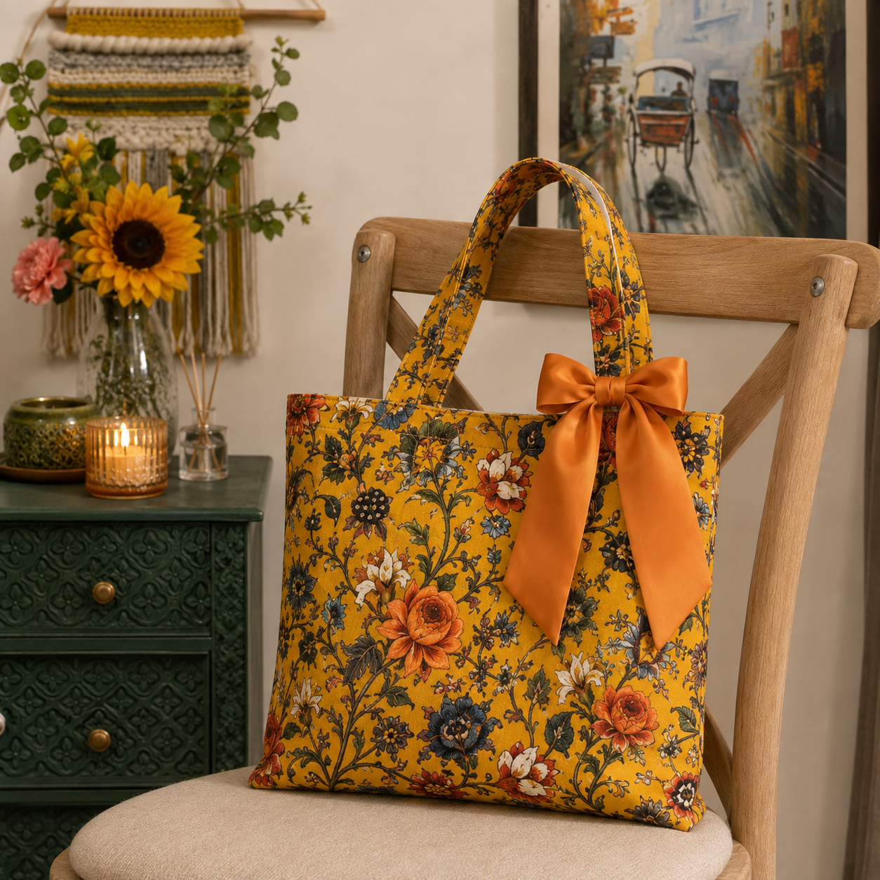 Yellow Vines Tote Bag
