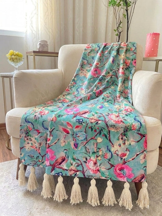 Aqua Garden Throw Blanket