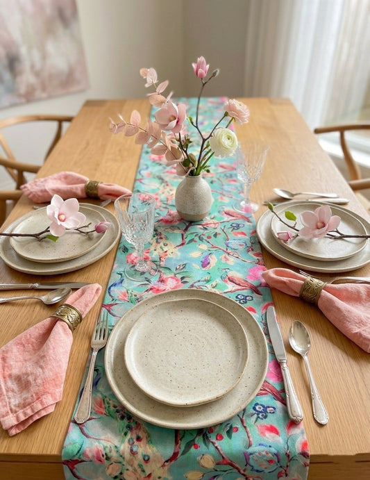 Aqua Garden Table Runner