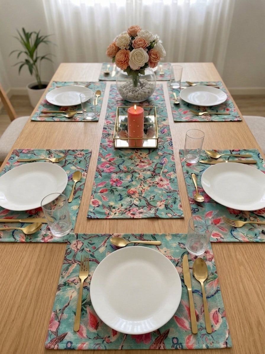 Aqua Garden Table Linen Set