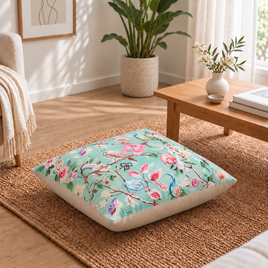 Floor Cushion Cover - Aqua Garden