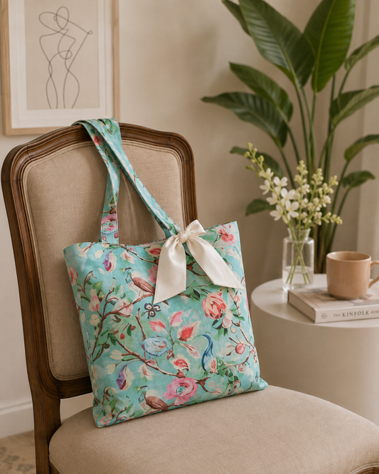 Aqua Garden Tote Bag