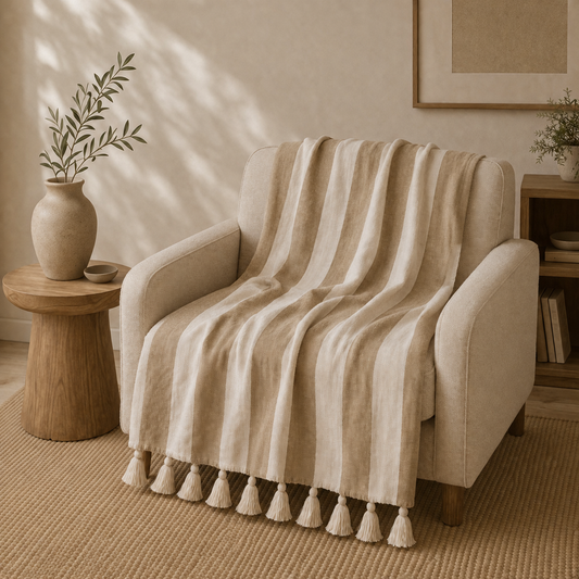 Beige Blend Throw Blanket