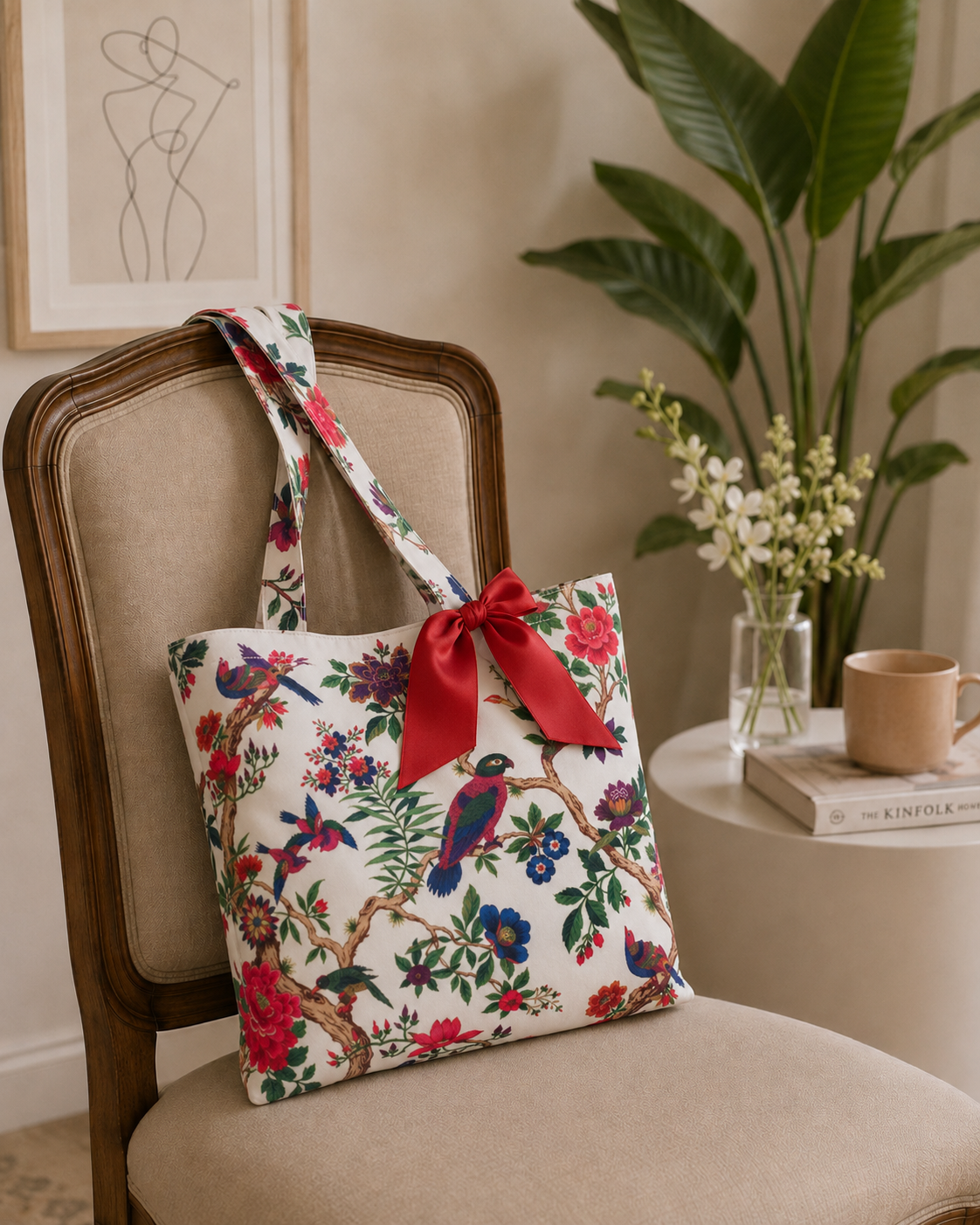 Birdie White Tote Bag