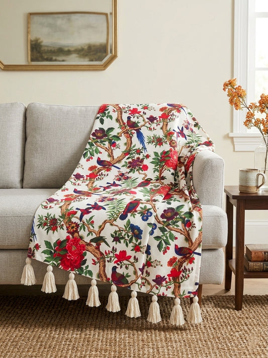 Birdie White Throw Blanket
