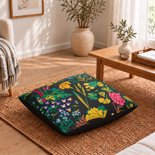 Floor Cushion Cover - Black Safari