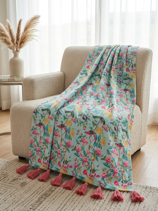 Blue Meadow Throw Blanket
