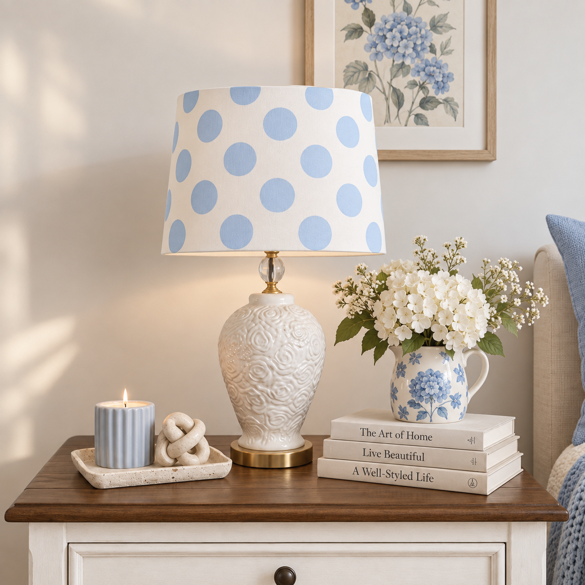 Blue Polka lamp shade