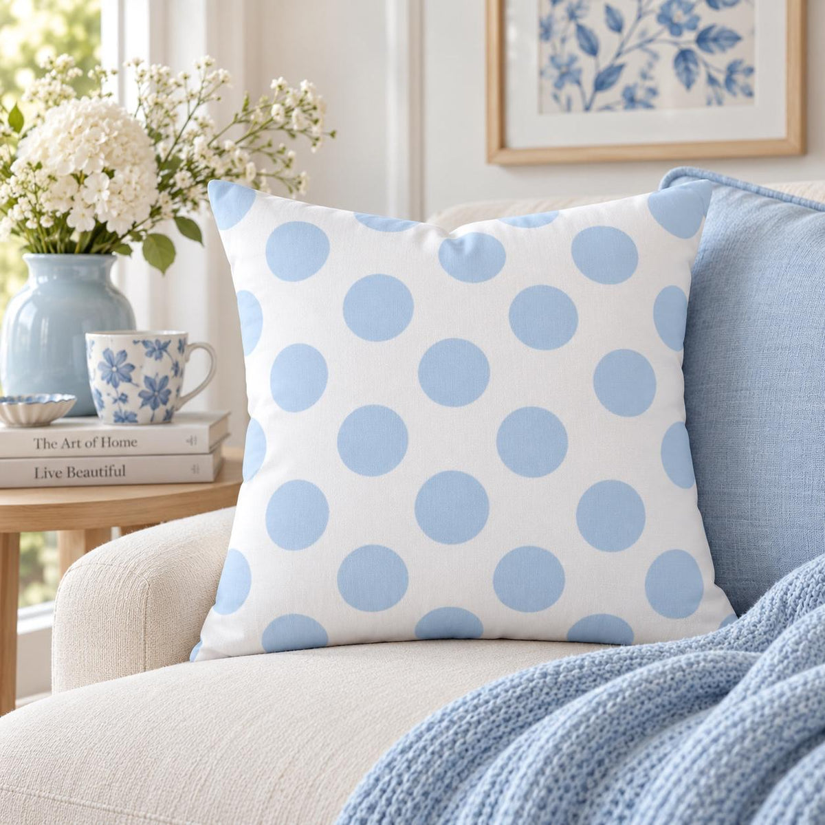 Blue Polka Cushion