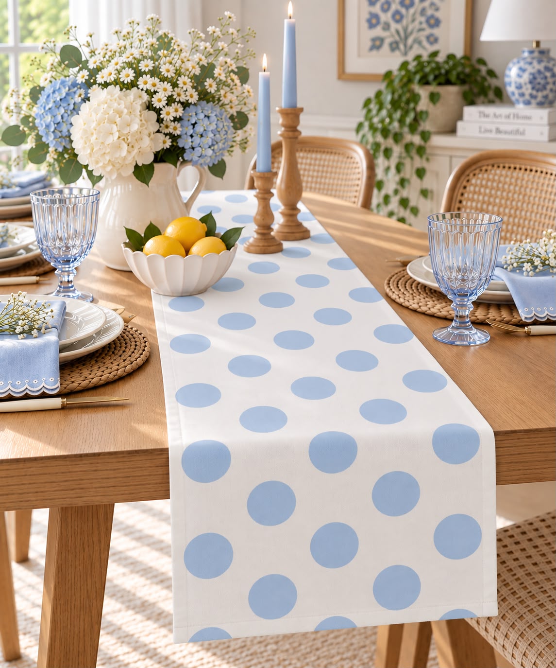 Blue Polka Table Runner