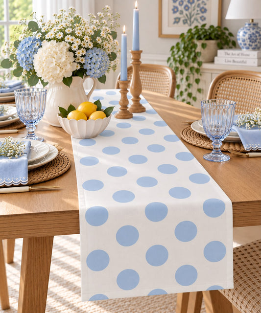 Blue Polka Table Runner