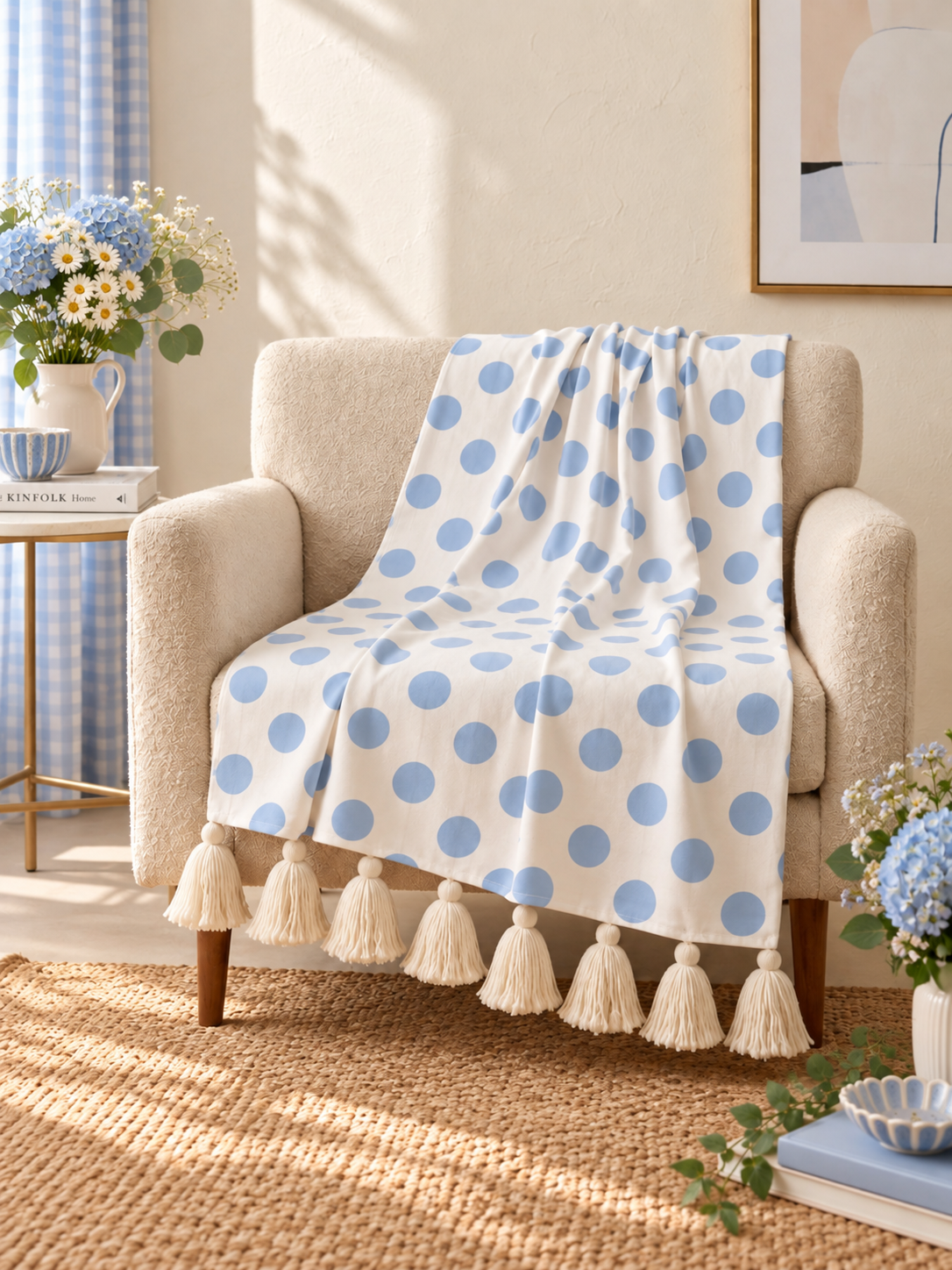 Blue Polka Throw Blanket